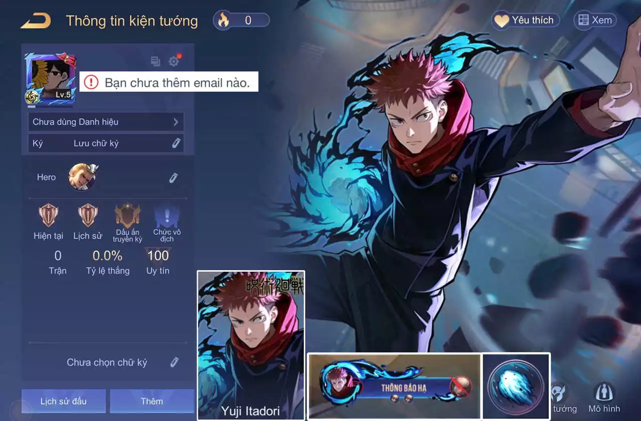ACC REG LIÊN QUÂN: Biron Yuji Itadori, sẵn tướng, free đổi tên, trắng thông tin