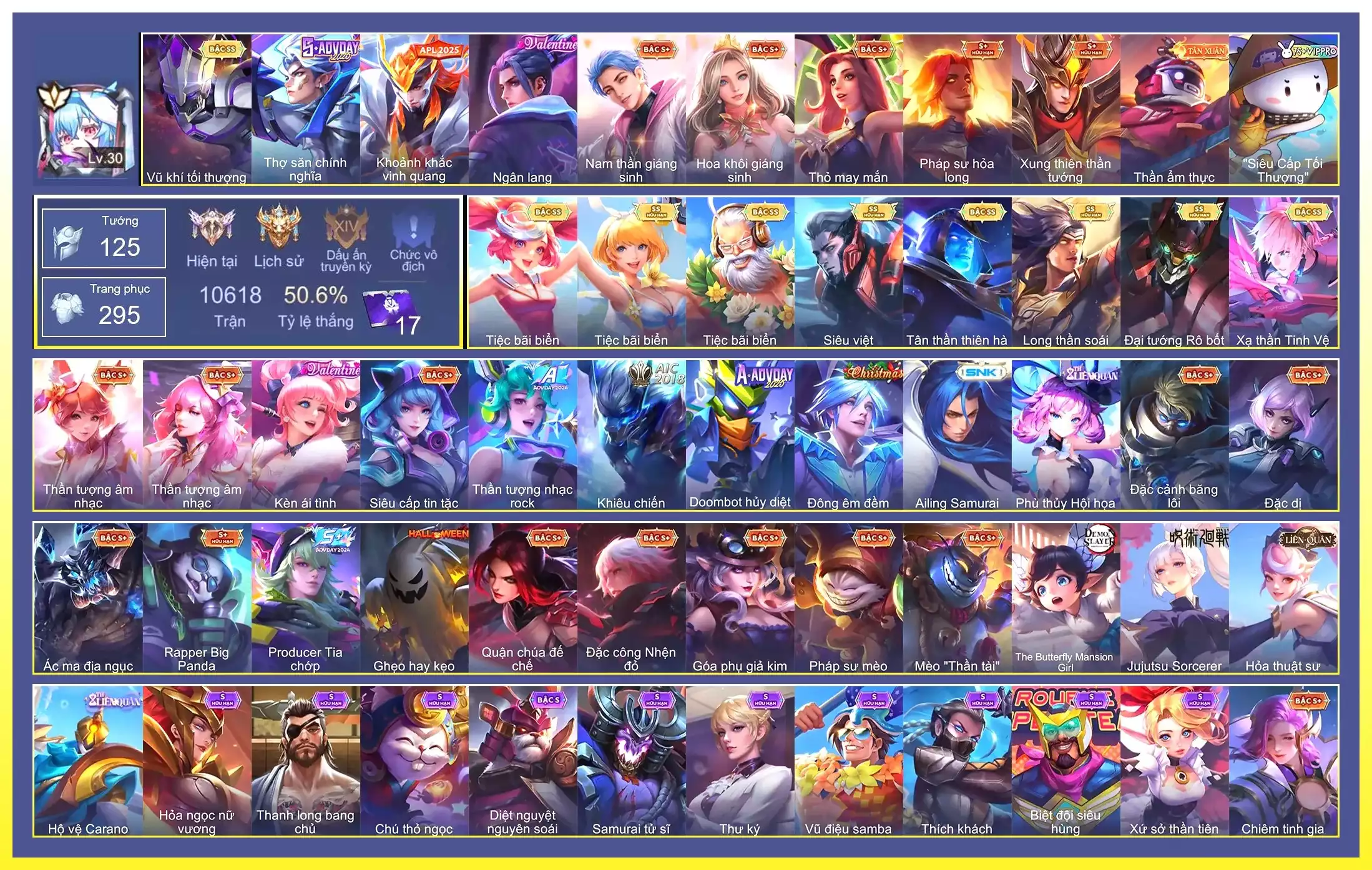 Valhein Vũ khí tối thượng, Krixi Tiệc Bãi Biển, Violet Tiệc bãi biển, Yorn Long thần soái, Maloch Đại Tướng Robot, Gildur Tiệc Bãi Biển, Murad Siêu việt, Tulen Tân Thần Thiên Hà, Laville Xạ Thần Tinh Vệ…