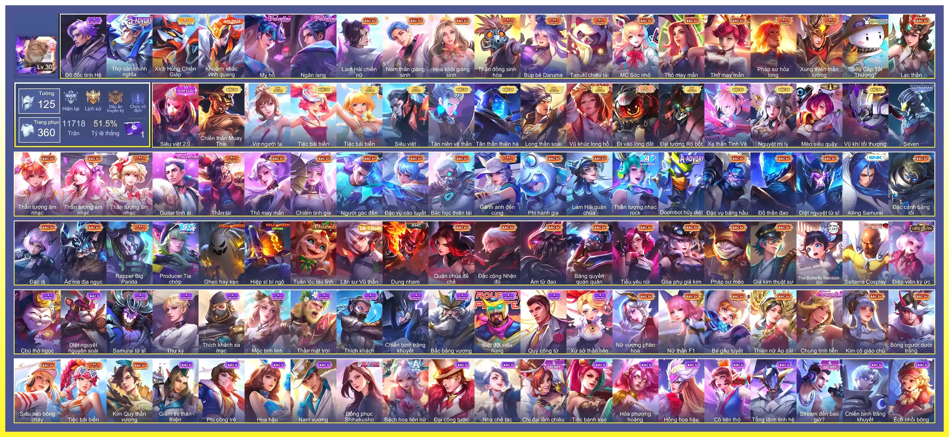 Valhein Vũ khí tối thượng, Violet Tiệc bãi biển, Violet Vợ người ta, Krixi Tiệc Bãi Biển, Tulen Tân Thần Thiên Hà, Tulen Tân niên vệ thần, Yorn Long thần soái, Murad Siêu việt, Raz Chiến thần Muay Thái, Liliana Nguyệt mị ly, Maloch Đại Tướng Robot, Arum Vũ khúc long hổ, Laville Xạ Thần Tinh Vệ…