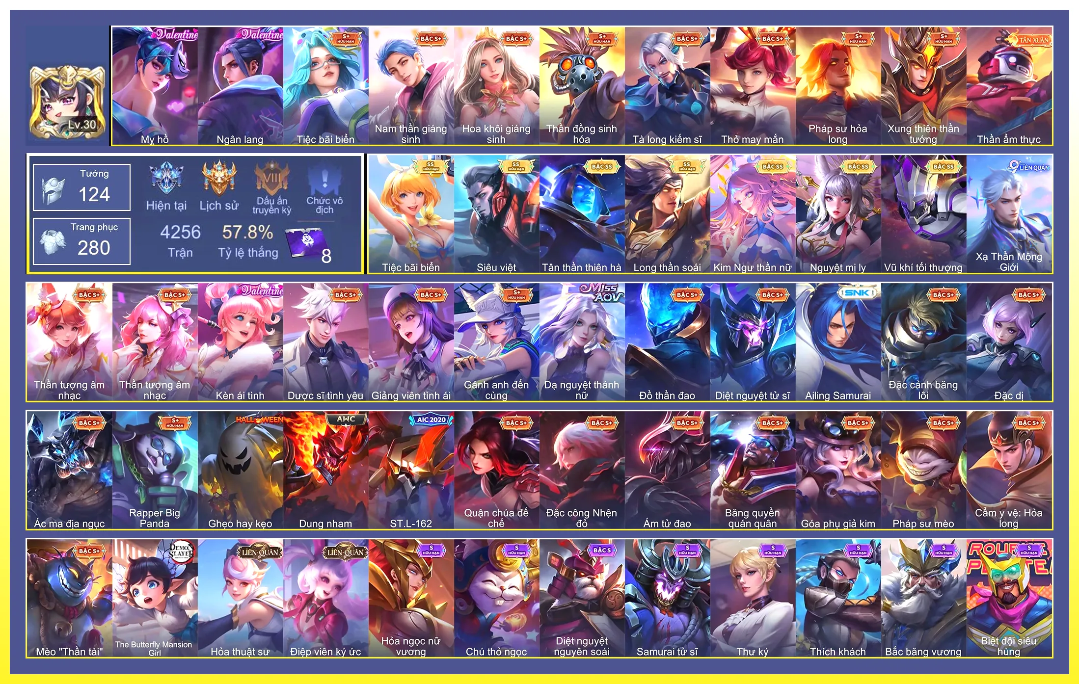Valhein Vũ khí tối thượng, Butterfly Kim ngư thần nữ, Yorn Long thần soái, Tulen Tân Thần Thiên Hà, Violet Tiệc bãi biển, Liliana Nguyệt mị ly, Murad Siêu việt…