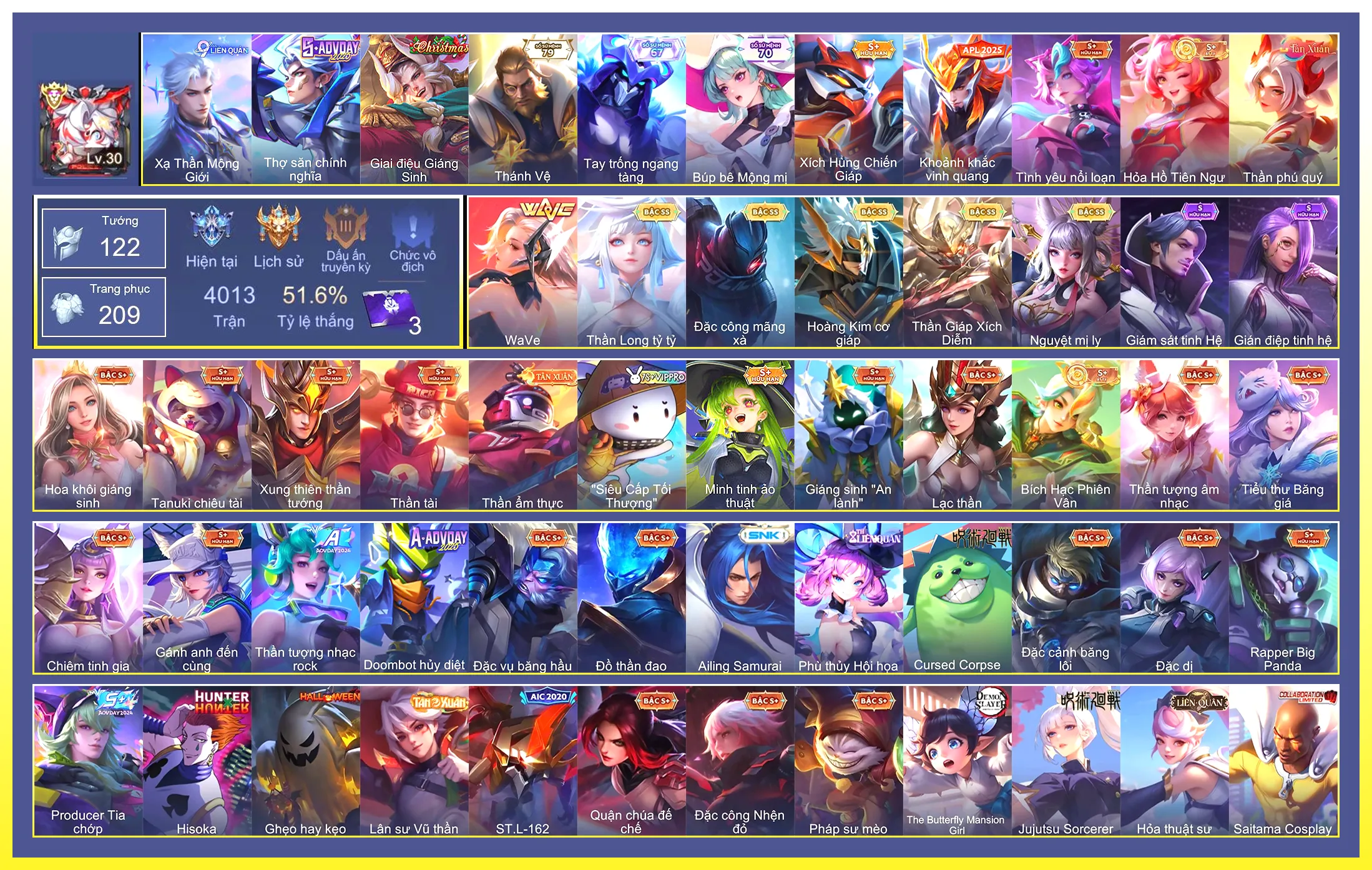 Violet Thần long tỷ tỷ, Ngộ Không Thần Giáp Xích Diễm, Bijan Hoàng kim cơ giáp, Liliana Nguyệt mị ly, Yena WaVe, Quillen Đặc công mãng xà…