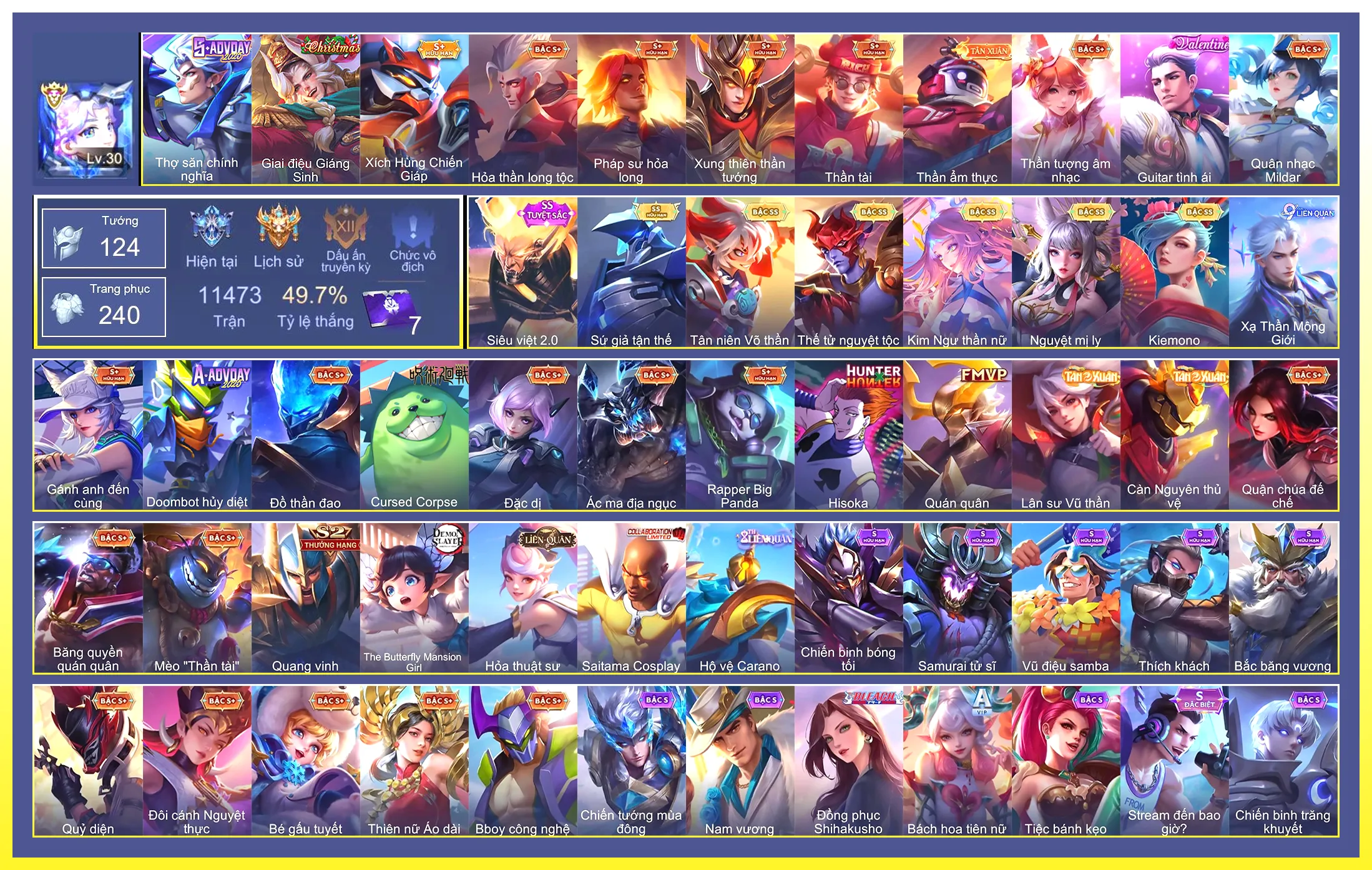 Yorn Thế Tử Nguyệt Tộc, Butterfly Kim ngư thần nữ, Airi Kiemono, Liliana Nguyệt mị ly, Elsu Sứ giả tận thế, Ngộ Không Siêu việt 2.0, Ngộ Không Tân niên Võ Thần…