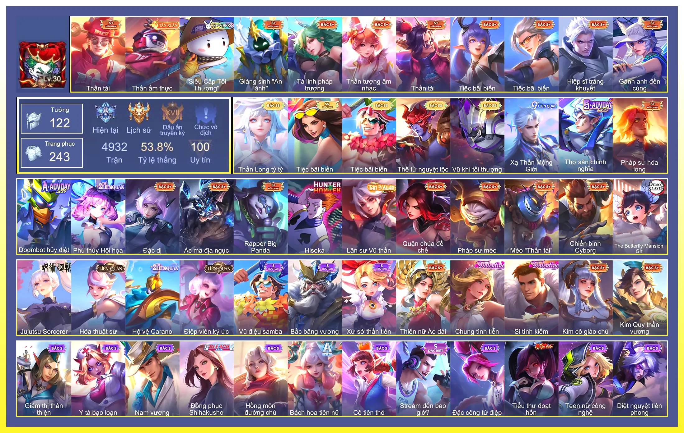Valhein Vũ khí tối thượng, Yorn Thế Tử Nguyệt Tộc, Taara Tiệc bãi biển, Violet Thần long tỷ tỷ, Lữ Bố Tiệc Bãi Biển…