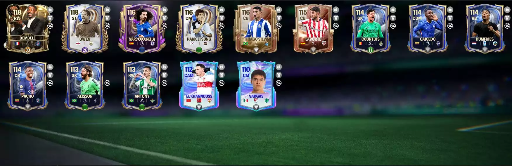 OVR 116, Dembele, owen, park ji sung, Thiago Silva...TRẮNG THÔNG TIN