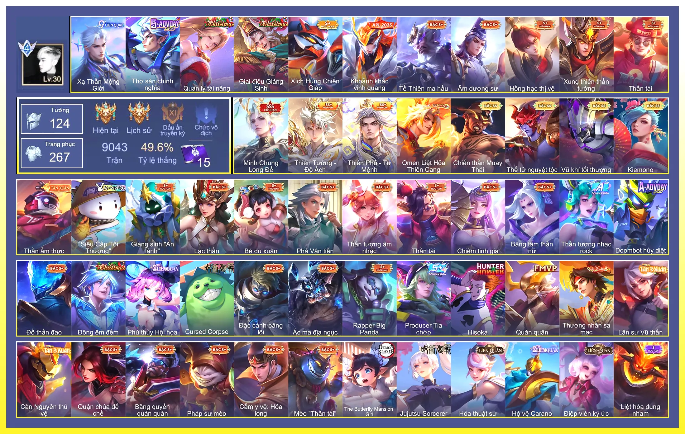 Valhein Vũ khí tối thượng, Yorn Thế Tử Nguyệt Tộc, Airi Kiemono, Raz Chiến thần Muay Thái, Omen Liệt Hoả Thiên Cang, Bolt Baron Thiên Phủ - Tư Mệnh, Billow Thiên Tướng - Độ Ách…