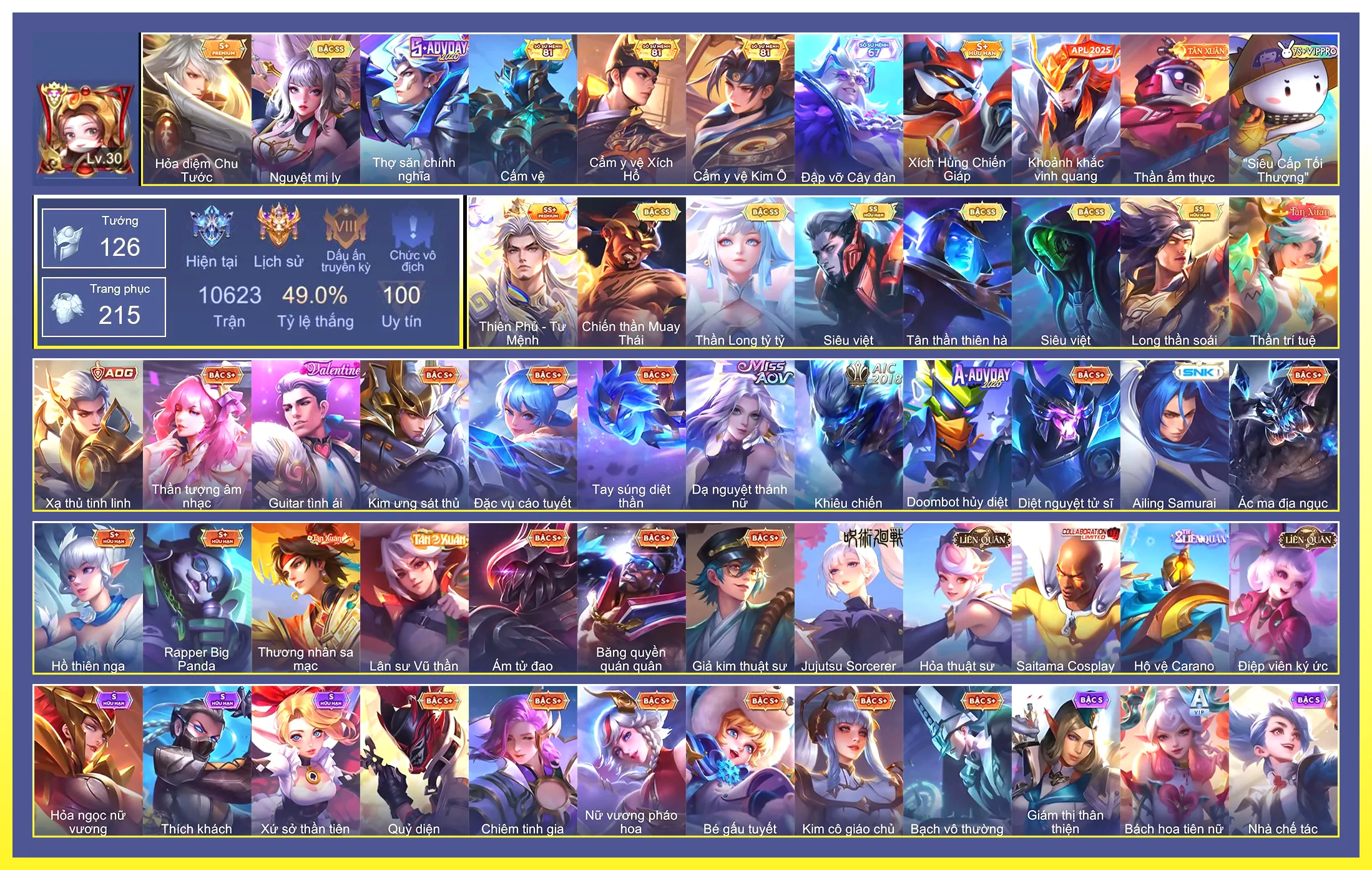 Yorn Long thần soái, Murad Siêu việt, Violet Thần long tỷ tỷ, Raz Chiến thần Muay Thái, Raz Siêu việt, Tulen Tân Thần Thiên Hà, Liliana Nguyệt mị ly, Bolt Baron Thiên Phủ - Tư Mệnh…