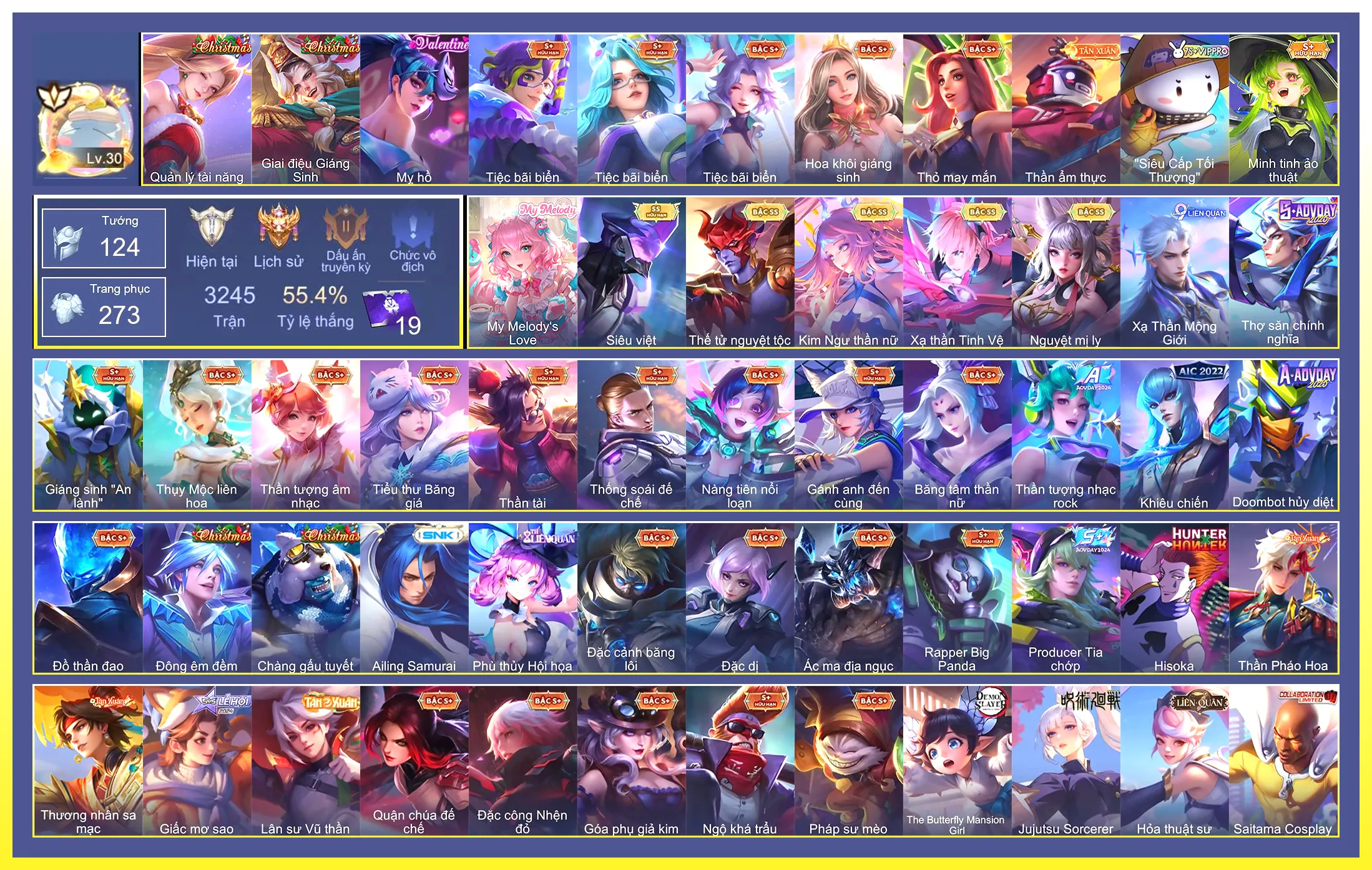 Yorn Thế Tử Nguyệt Tộc, Butterfly Kim ngư thần nữ, Zephys Siêu việt, Laville Xạ Thần Tinh Vệ, Liliana Nguyệt mị ly…