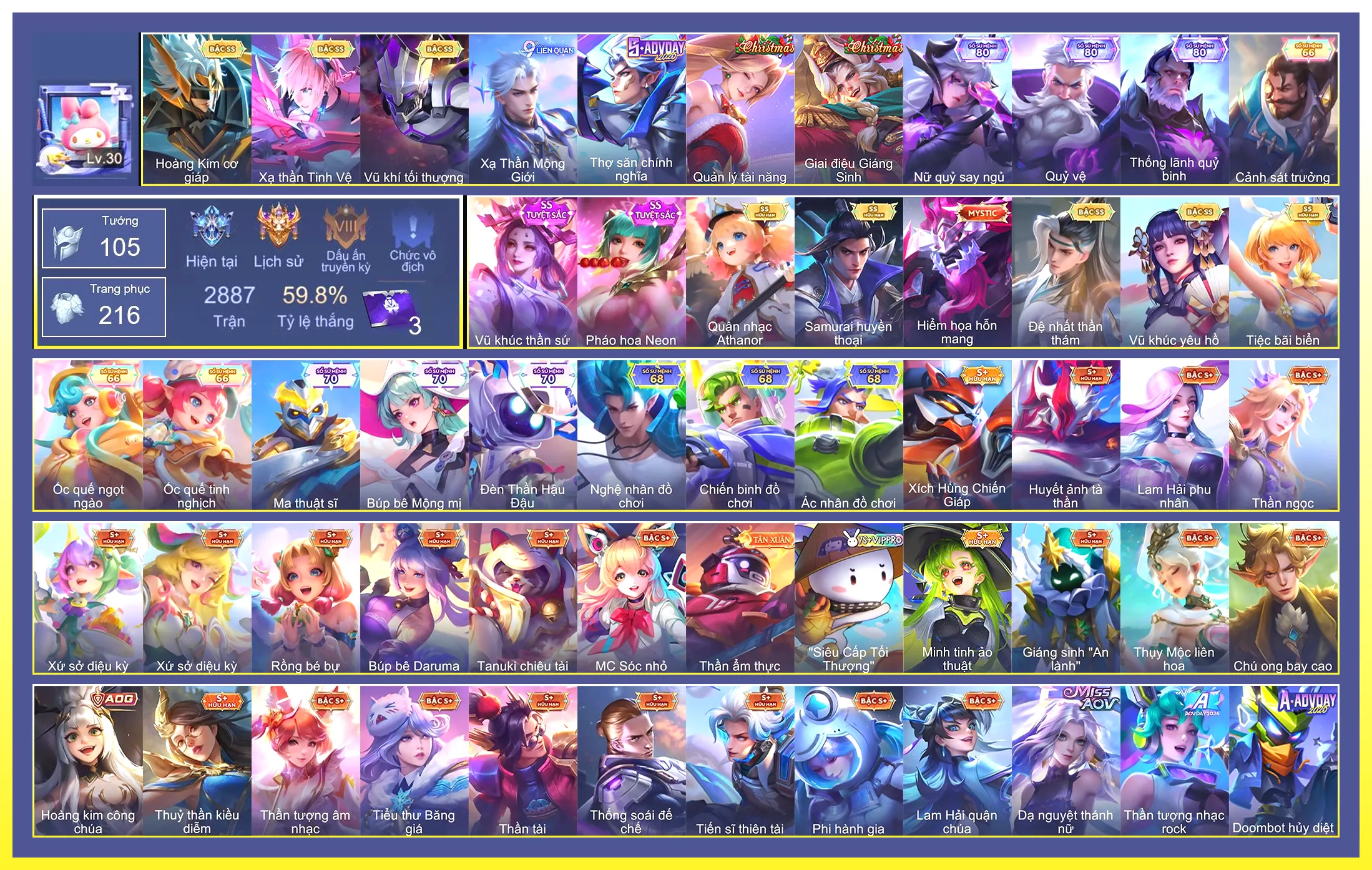 TelAnnas Vũ khúc yêu hồ, Valhein Vũ khí tối thượng, Valhein Đệ nhất thần thám, Violet Tiệc bãi biển, Ryoma Samurai Huyền thoại, Laville Xạ Thần Tinh Vệ, Alice Quân nhạc Athanor, Arum Vũ khúc thần sứ, Bijan Hoàng kim cơ giáp…
