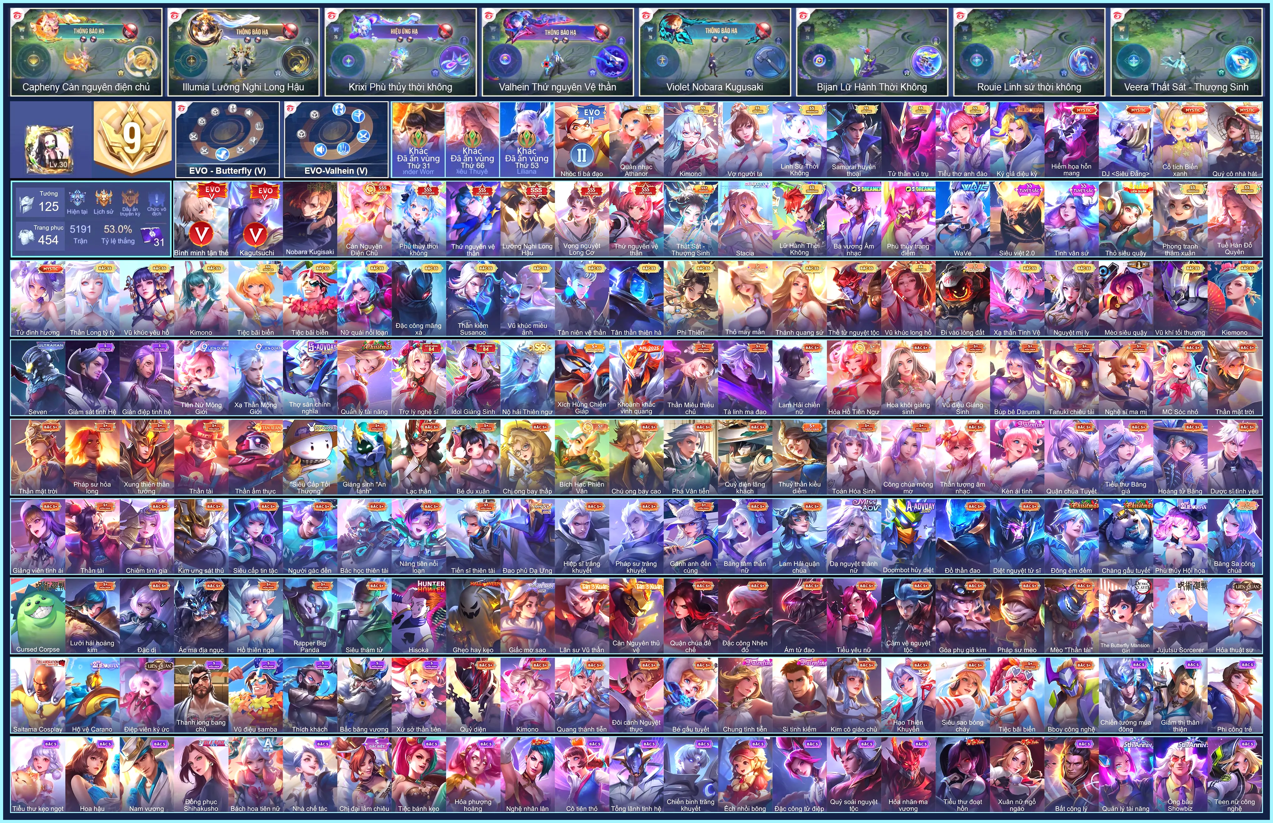 (VIP 9) Violet Nobara Kugisaki, Butterfly Stacia, Violet Vọng nguyệt Long Cơ, Ilumia Lưỡng Nghi Long Hậu, Capheny Càn Nguyên Điện Chủ... CHỈ CÀI SDT