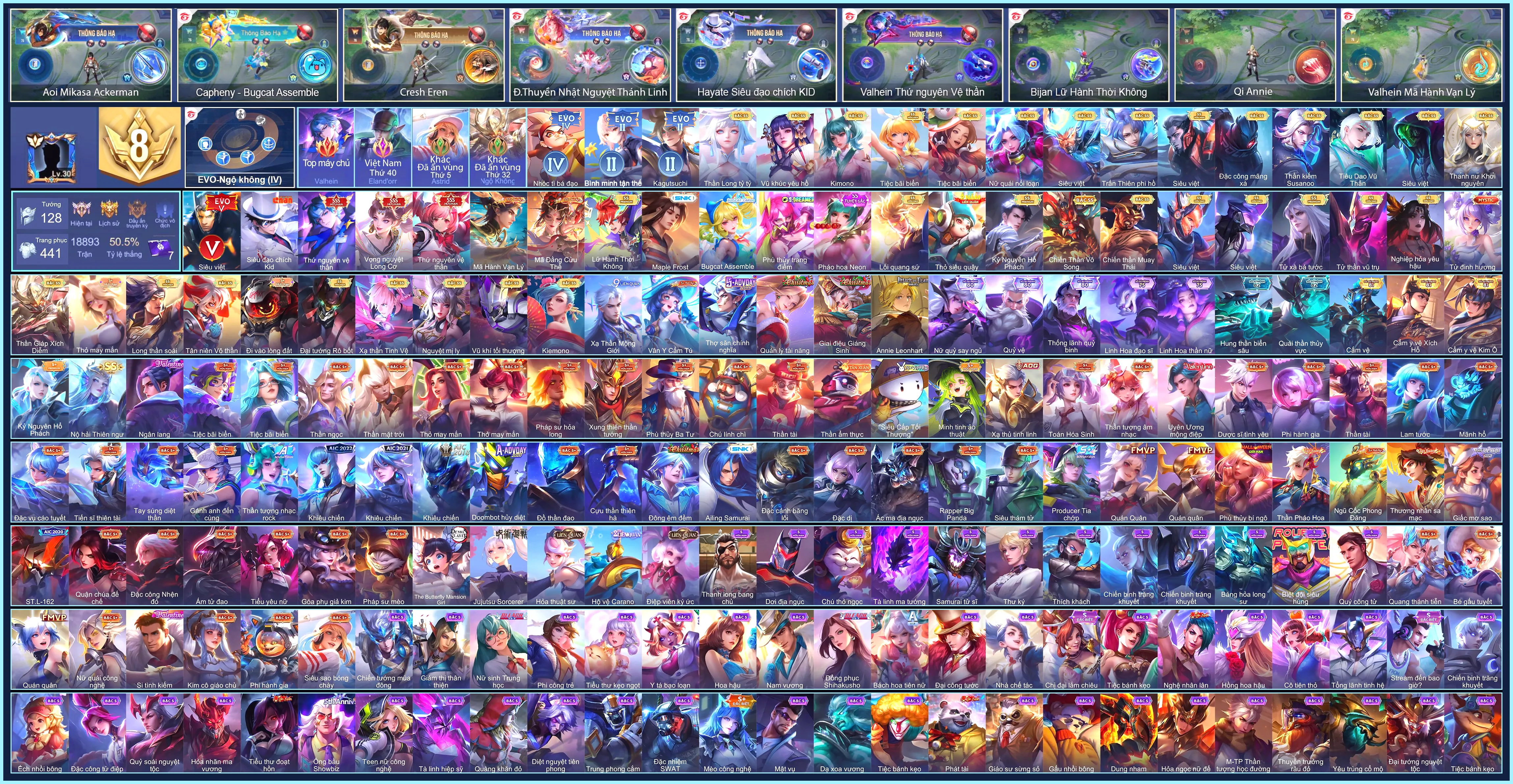 CHUYÊN AD: (VIP 8) MÁC CHIẾN THẦN, CỤC ĐỎ Valhein, Ryoma Maple Frost, Hayate Siêu đạo chích Kid, Valhein Thứ Nguyên Vệ Thần, Violet Thứ nguyên vệ thần, Violet Vọng nguyệt Long Cơ...