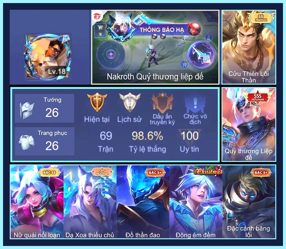 Nakroth Quỷ Thương Liệp Đế, Butterfly Nữ Quái Nổi Loạn, Lữ Bố Cửu Thiên Lôi Thần... CHỈ CÀI MAIL