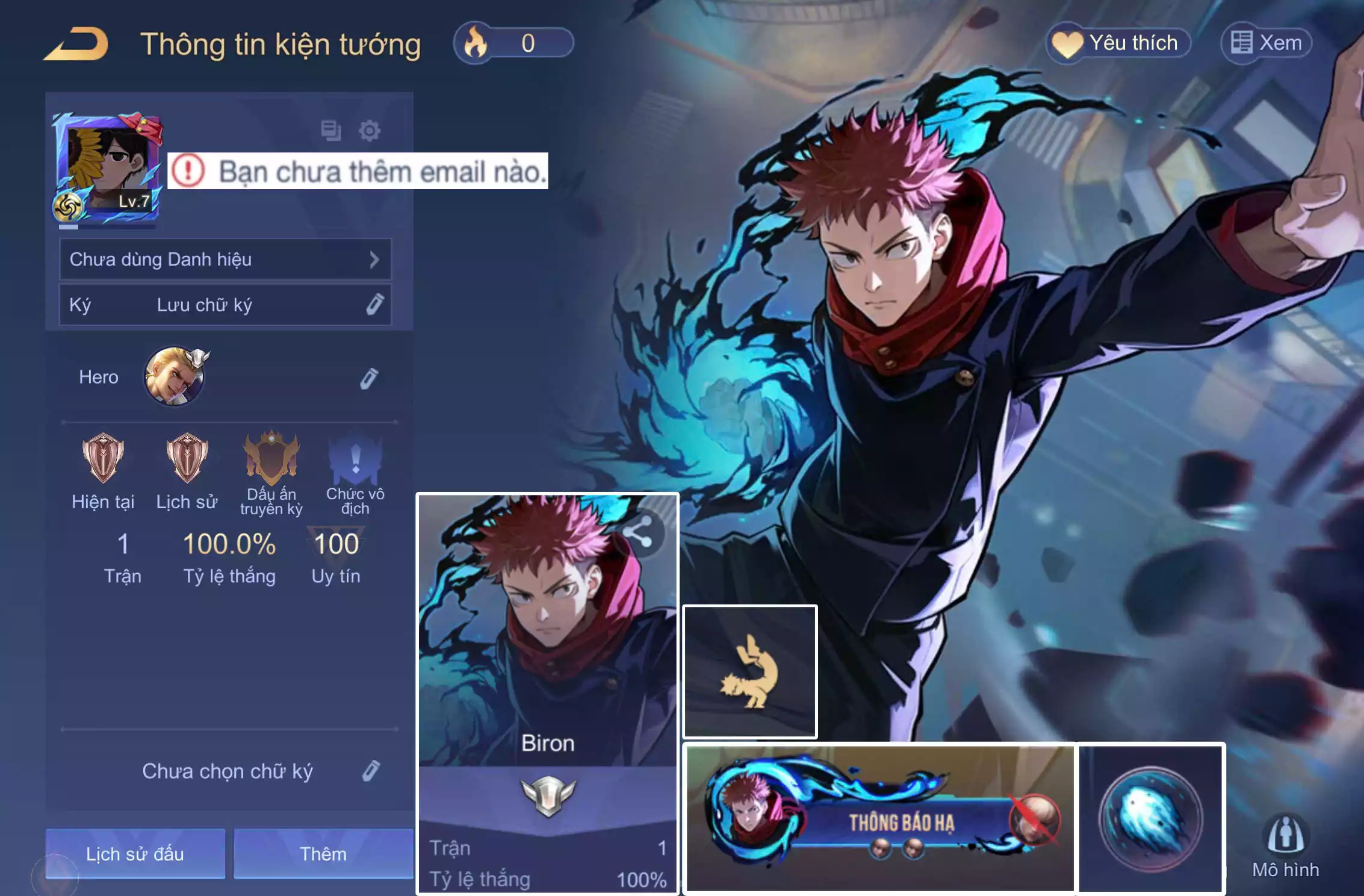 TẶNG ACC REG: Biron Yuji Itadori, full phụ kiện, sẵn tướng, free đổi tên, trắng thông tin