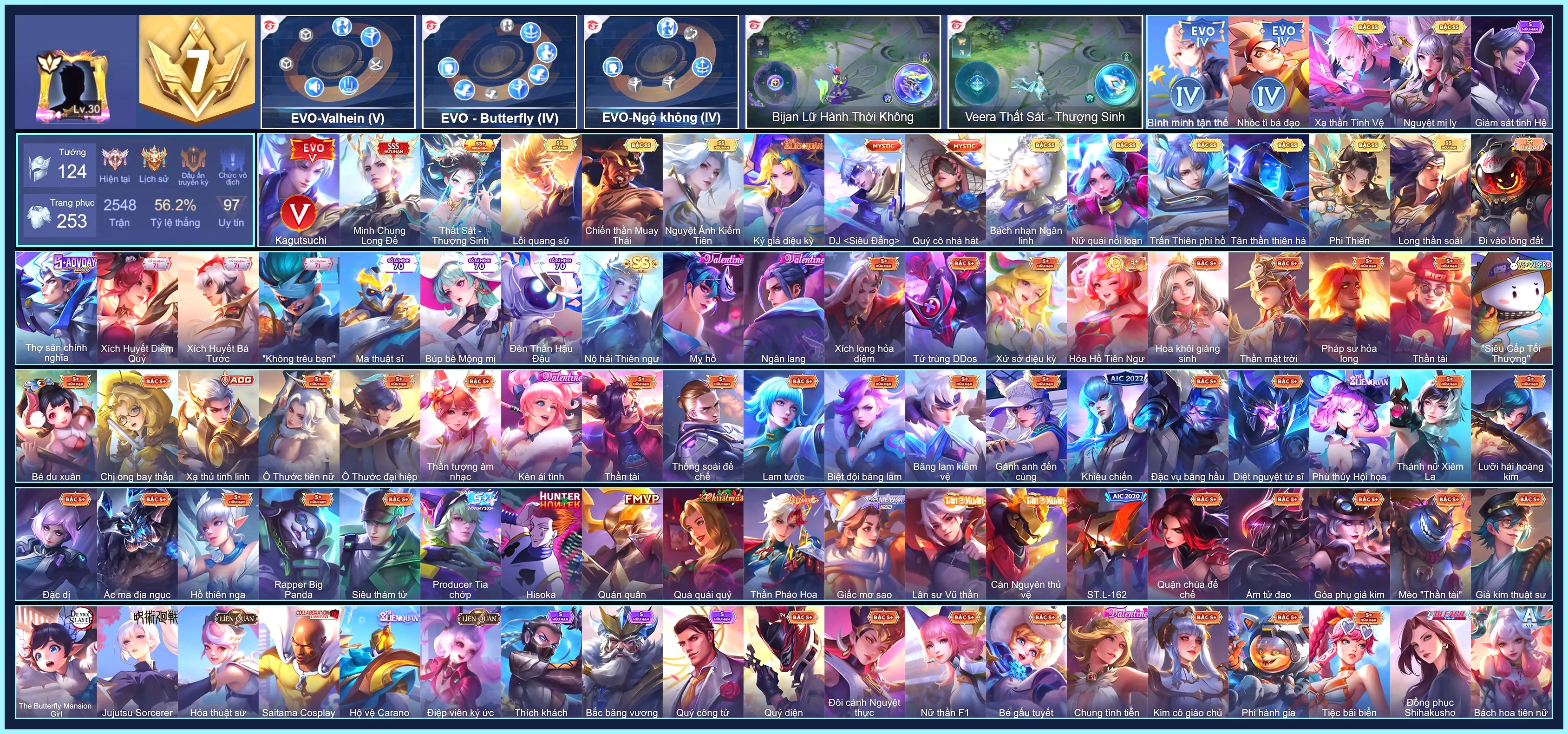 Valhein EVO 5, Triệu Vân Minh Chung Long Đế, Elsu Trấn thiên phi hồ, Lauriel Phi thiên, Liliana Nguyệt mị ly, Sephera Bách nhạn ngân linh... CHỈ  CÀI SDT
