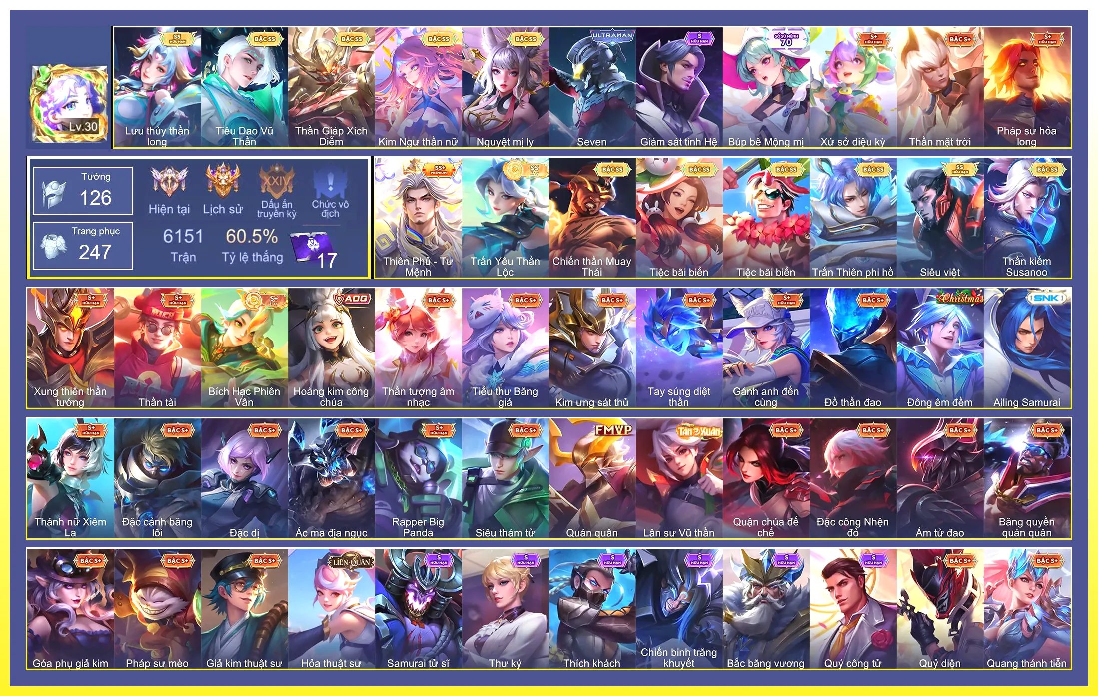 Richter Thần Kiếm Susanoo, Murad Siêu việt, Yena Trấn Yêu Thần Lộc, Ngộ Không Thần Giáp Xích Diễm, Bolt Baron Thiên Phủ - Tư Mệnh…