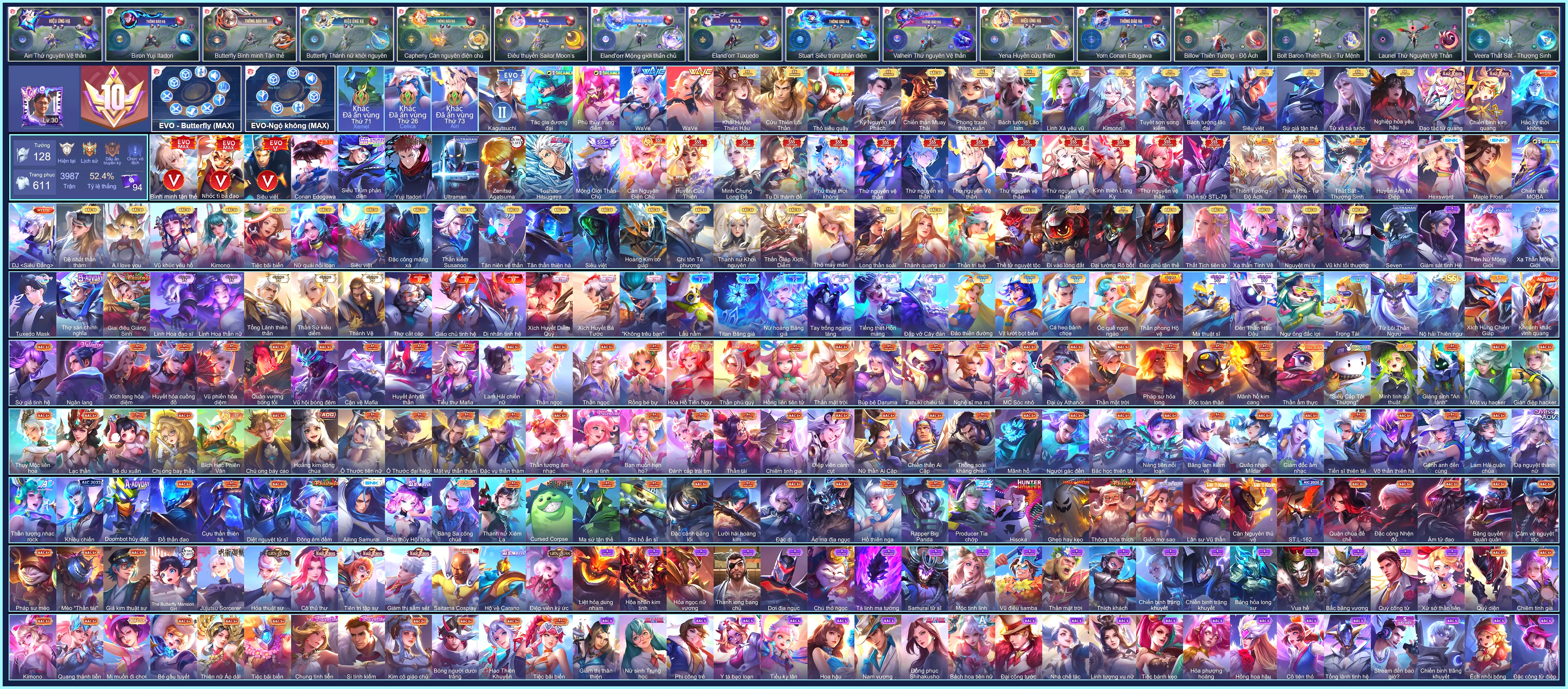 (VIP 10) Bright Toshiro Hitsugaya, Ryoma Ultraman, Murad Zenitsu Agatsuma, Agatsuma, Charlotte Hexsword, Valhein Thứ Nguyên Vệ Thần, Krixi Phù Thuỷ Thời Không, Nakroth thứ nguyên vệ thần, Yena Huyền cửu thiên, Capheny Càn Nguyên Điện Chủ, Elandorr Mộng Giới Thần Chủ... CHỈ CÀI SDT