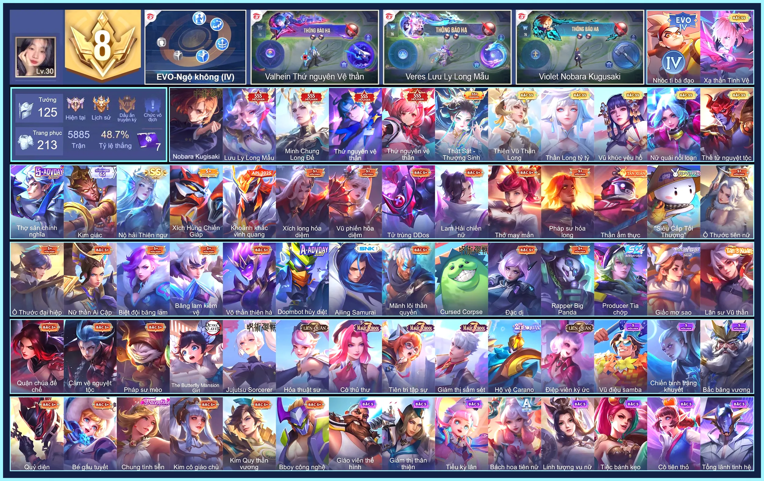 Violet Nobara Kugisaki,Valhein Thứ Nguyên Vệ Thần, Triệu Vân Minh Chung Long Đế, Violet Thứ nguyên vệ thần, Veres Lưu ly Long mẫu,Veera Thất Sát - Thượng Sinh, Violet Thần long tỷ tỷ, Yorn Thế Tử Nguyệt Tộc, TelAnnas Vũ khúc yêu hồ,.. mỗi sdt