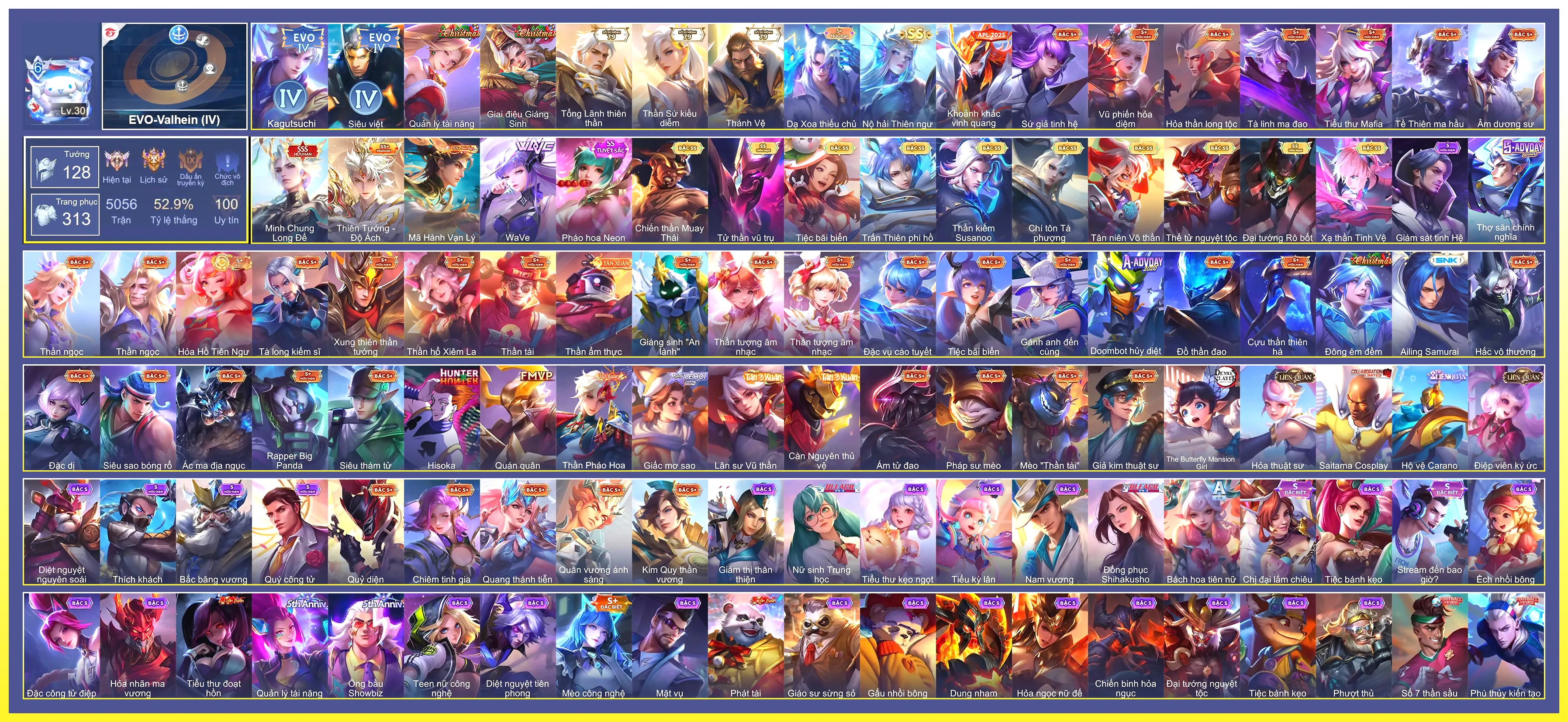 Ngộ Không Tân niên Võ Thần, Elsu Trấn thiên phi hồ, Richter Thần Kiếm Susanoo, Ilumia Nộ hải Thiên ngư, Billow Thiên Tướng - Độ Ách…