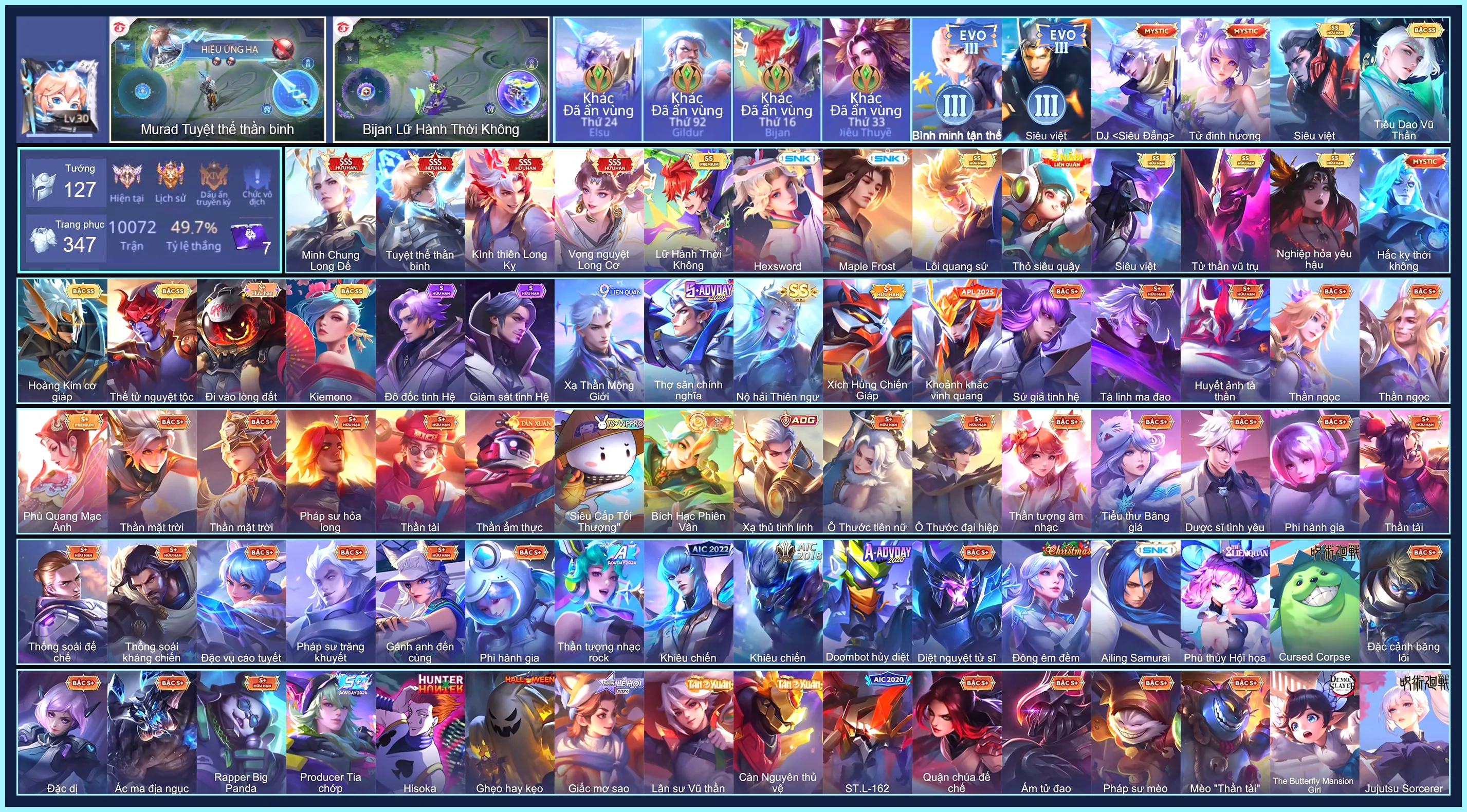 Ryoma Maple Frost, Charlotte Hexsword, Triệu Vân Minh Chung Long Đế, Violet Vọng nguyệt Long Cơ, Murad Tuyệt thế thần binh, Bijan Kình thiên Long Kỵ, Hayate Tử thần vũ trụ, Bijan Hoàng kim cơ giáp, Bijan Lữ Hành Thời Không