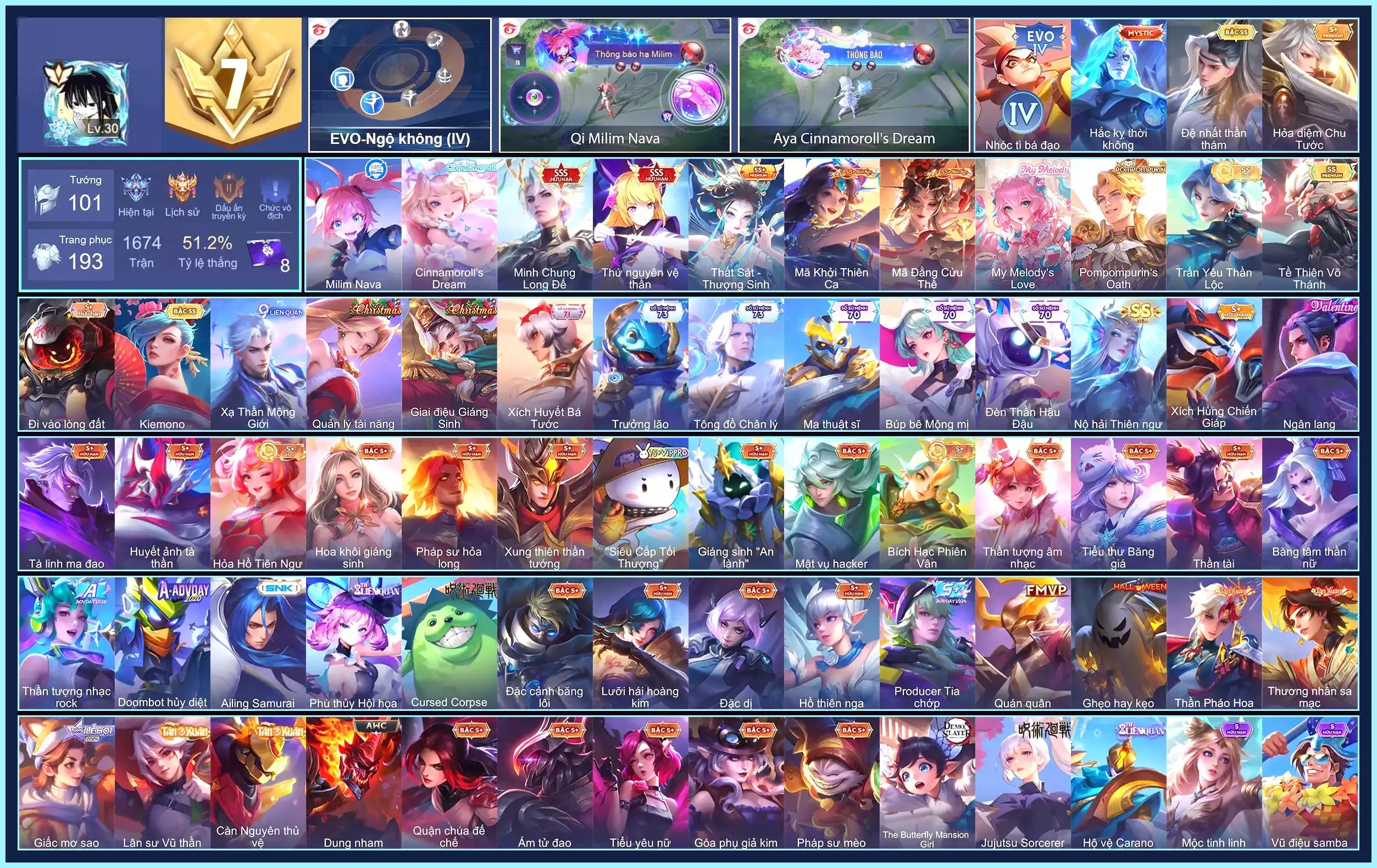 Aya Cinnamorolls Dream, Qi Milim Nava, Tell Vệ Thần, Triệu Vân Minh Chung, Vera Thất Sát,..