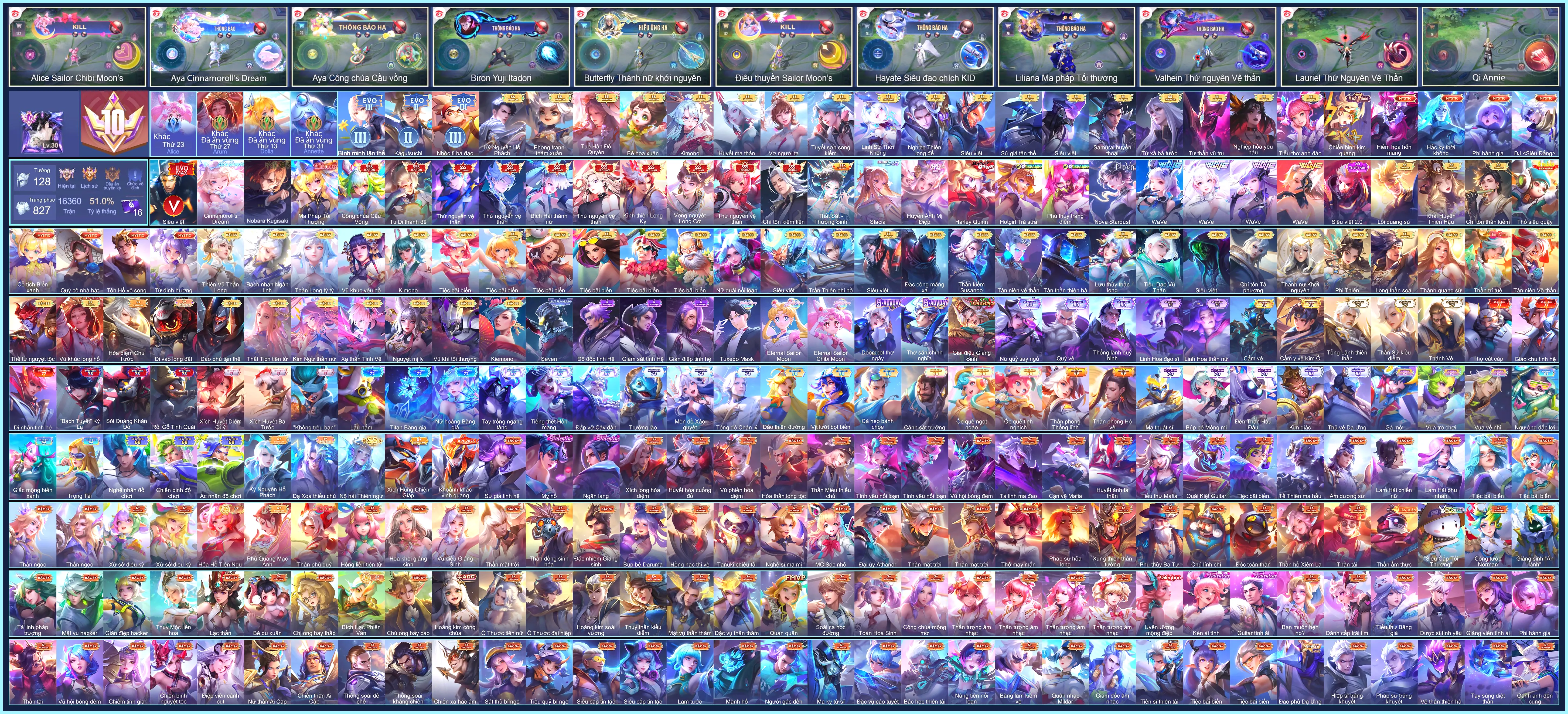 (VIP 10) Butterfly Stacia, Violet Nobara Kugisaki, Aya Cinnamorolls Dream, Valhein Thứ Nguyên Vệ Thần, Liliana Ma Pháp Tối Thượng, Aya Công chúa cầu vồng.... CHỈ CÀI SDT