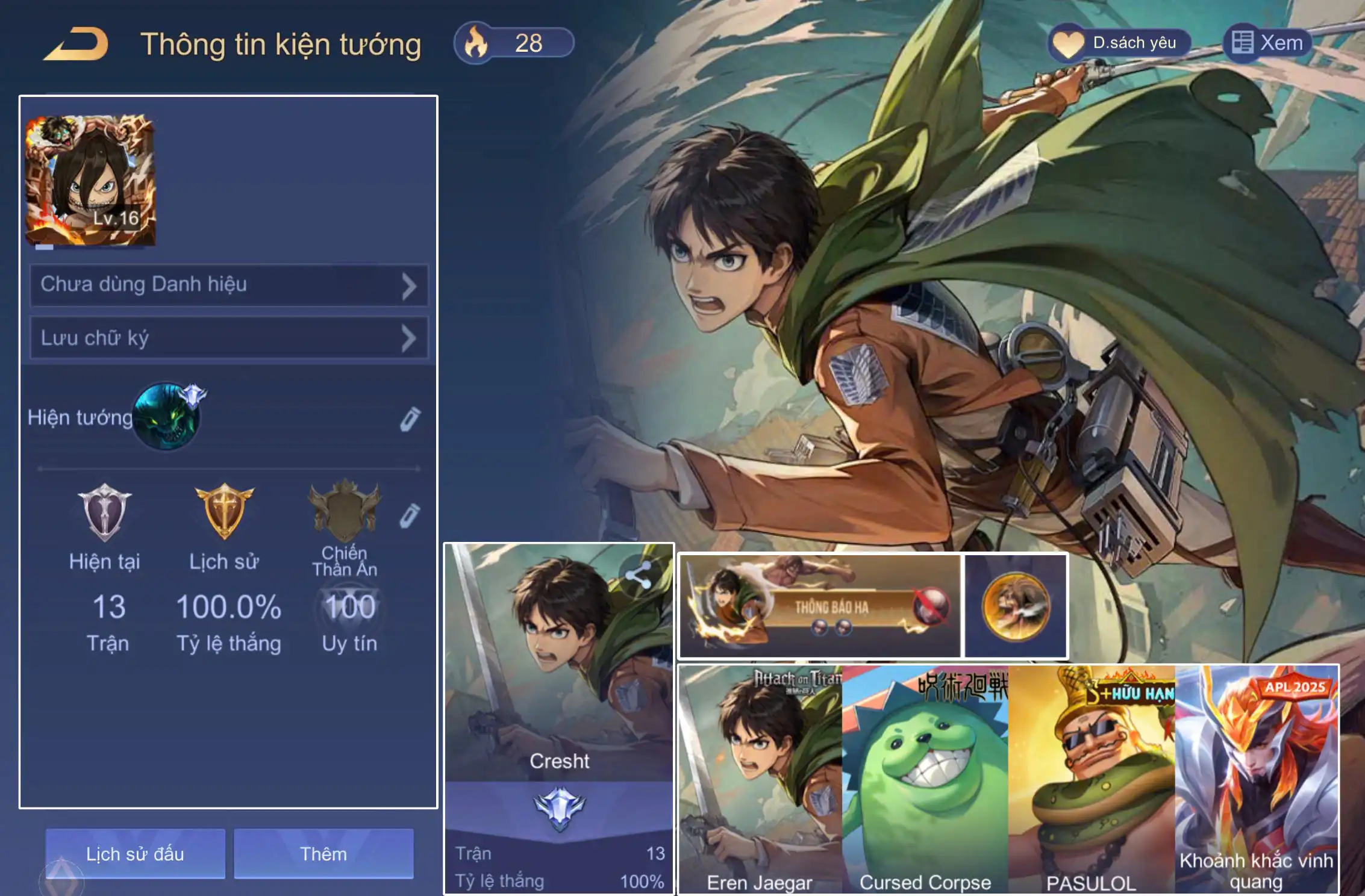 Cresht Eren Jaeger, Gildur PASULOL... TRẮNG THÔNG TIN