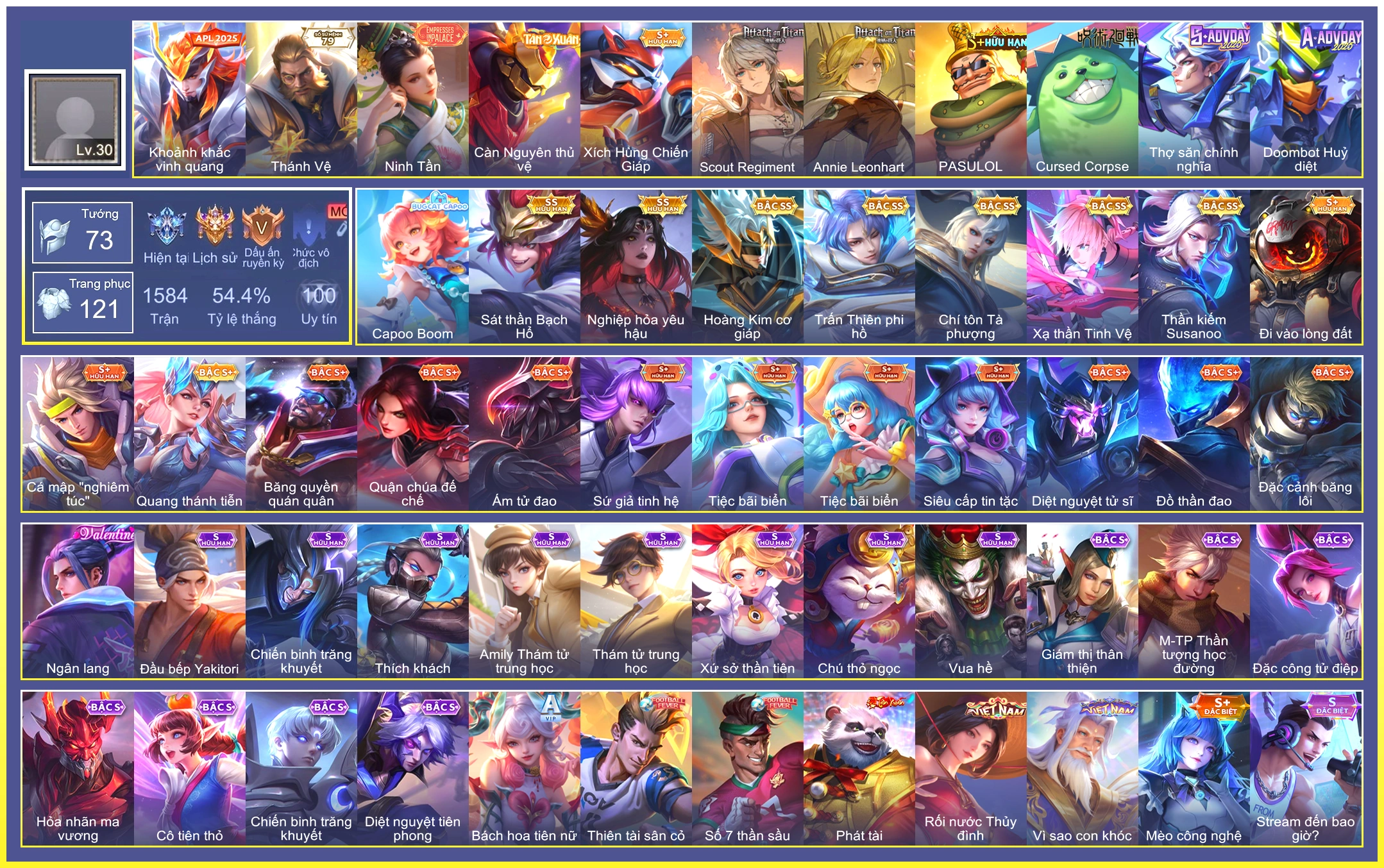 Bijan Hoàng kim cơ giáp, Natalya nghiệp hỏa yêu hậu, Elsu Trấn thiên phi hồ, Richter Thần Kiếm Susanoo, Laville Xạ Thần Tinh Vệ, Zata Chí tôn Tà Phượng…