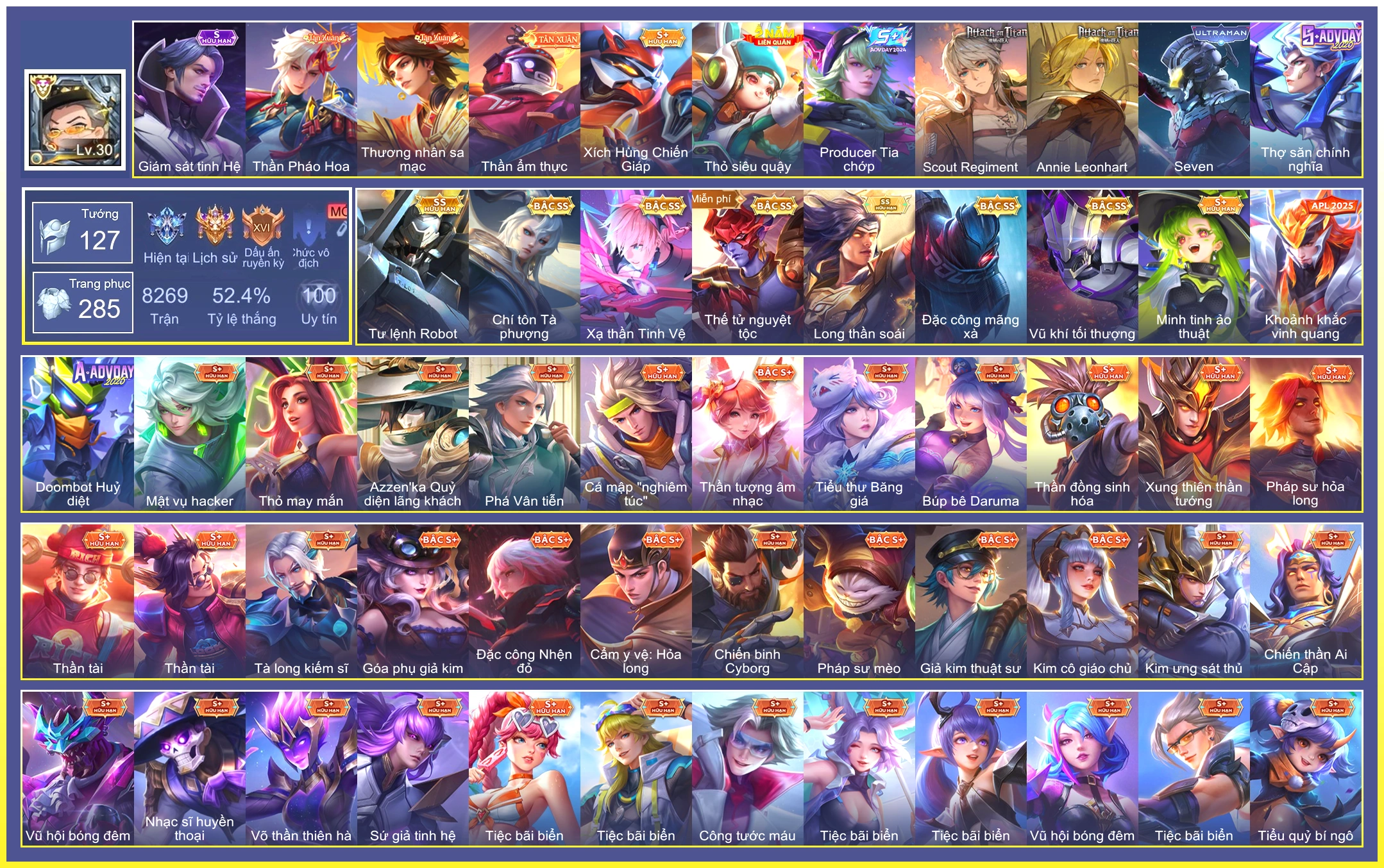 Valhein Vũ khí tối thượng, Yorn Thế Tử Nguyệt Tộc, Yorn Long thần soái, Quillen Đặc công mãng xà, Laville Xạ Thần Tinh Vệ, Zata Chí tôn Tà Phượng, Lữ Bố Tư lệnh Robot…
