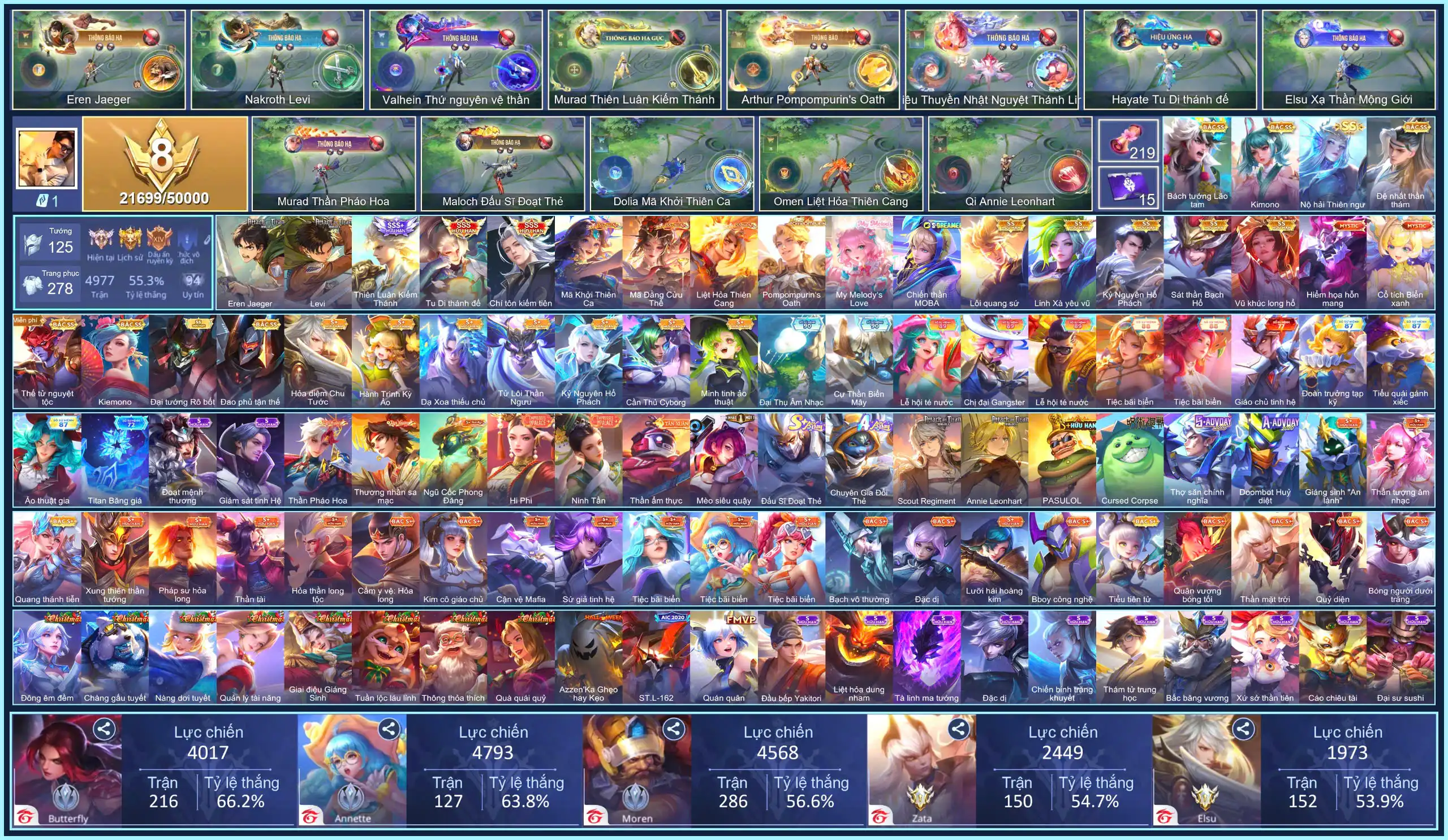 (VIP 8) MÁC CHIẾN THẦN, Nakroth Levi, Cresht Eren Jaeger, Murad Thiên Luân Kiếm Thánh, Tulen Chí tôn kiếm tiên, Hayate Tu Di Thánh Đế... CHỈ CÀI SDT