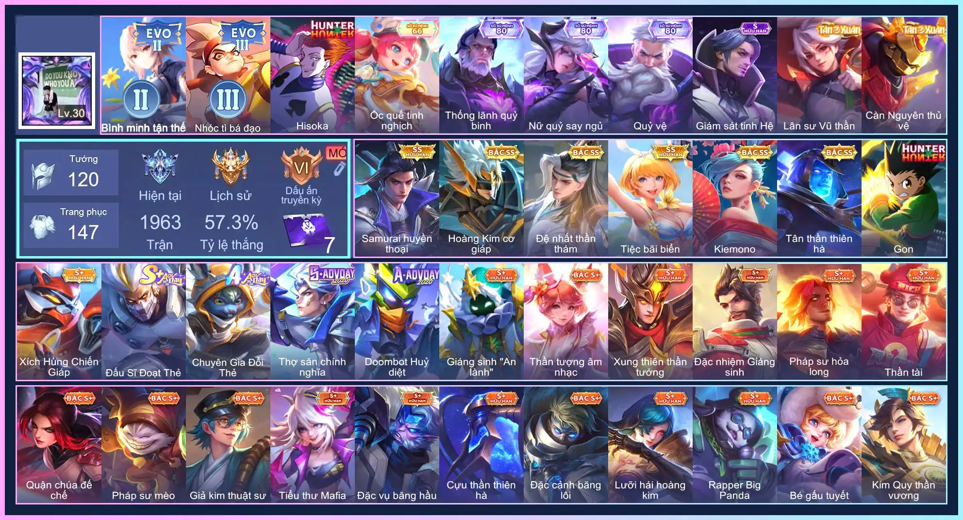 Raz Gon, Florentino Hisoka, Valhein Đệ nhất thần thám, Violet Tiệc bãi biển, Ryoma Samurai Huyền thoại, Airi Kiemono, Tulen Tân Thần Thiên Hà, Bijan Hoàng kim cơ giáp...SDT ĐỔI MAIL XÓA