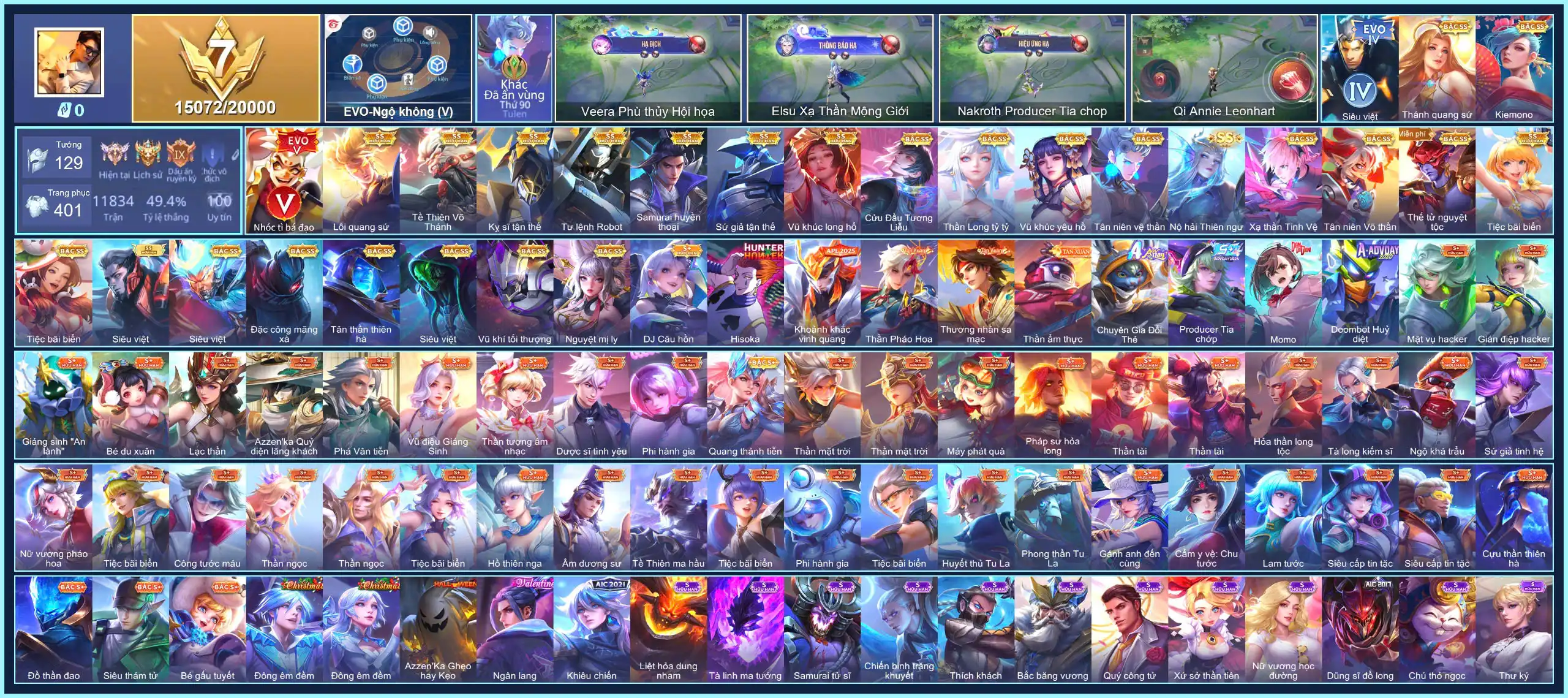 Ngộ EVO 5, Ryoma Samurai Huyền thoại, Ilumia Nộ hải Thiên ngư, Arum Vũ khúc long hổ, Laville Xạ Thần Tinh Vệ, Paine  Cửu Sơn Tương Liễu... SDT ĐỔI, MAIL XÓA