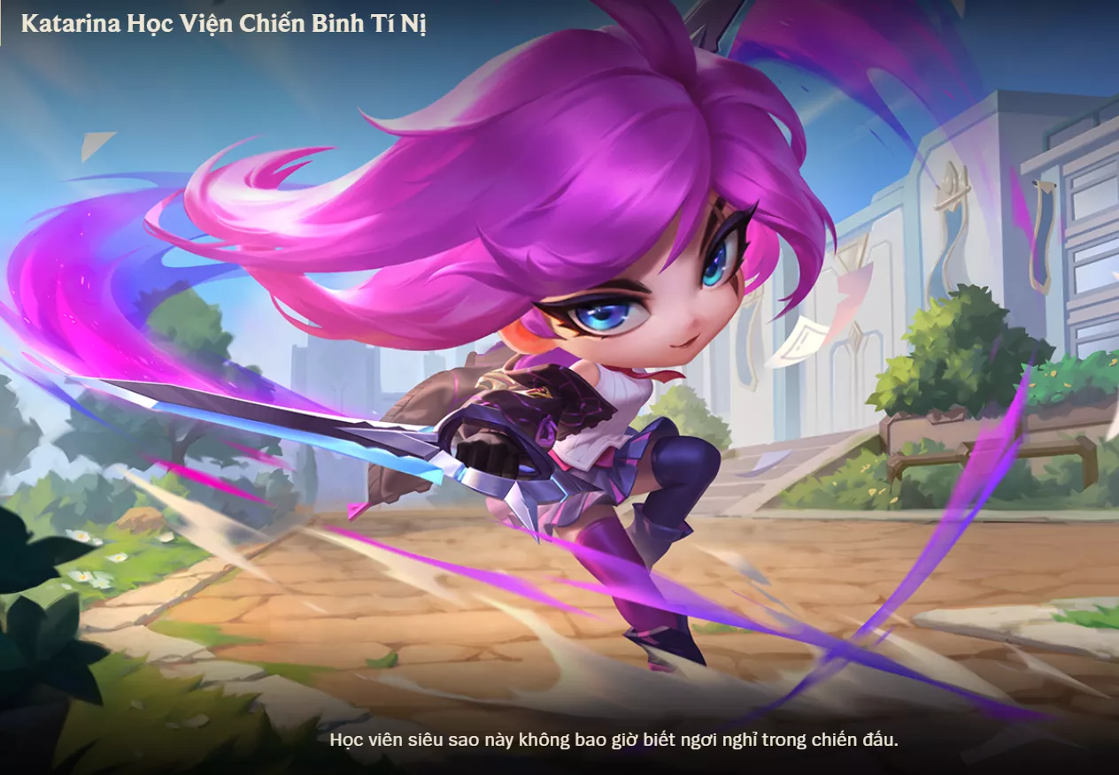 ACC TFT: Katarina học viện chiến binh Tí Nị + Chưởng bông sen tử thần học viện chiến binh, lv1 unrank, trắng thông tin