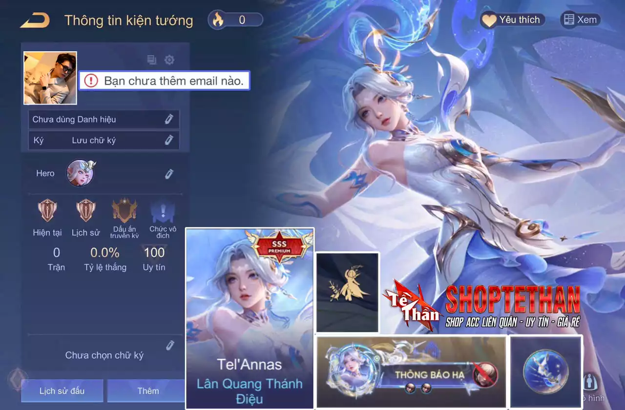 ACC REG: TelAnnas Lân Quang Thánh Điệu, sẵn tướng, free đổi tên trắng thông tin... bao ban/bao back