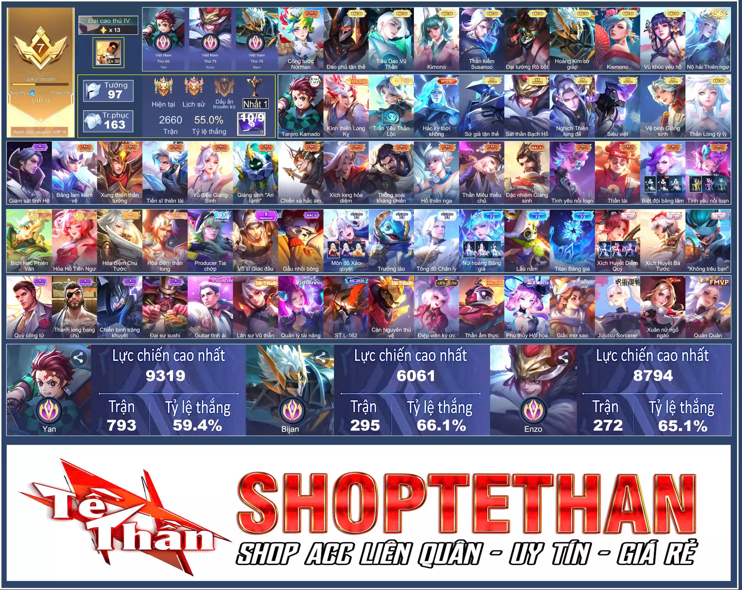 CỤC TÍM YAN, CỤC TÍM ENZO, CỤC TÍM BIJAN, MÁC CHIẾN TƯỚNG. Yan Tanjiro Kamado, Bijan Kình thiên Long Kỵ, Quillen Nghịch thiên long đế, Enzo Sát thần Bạch H