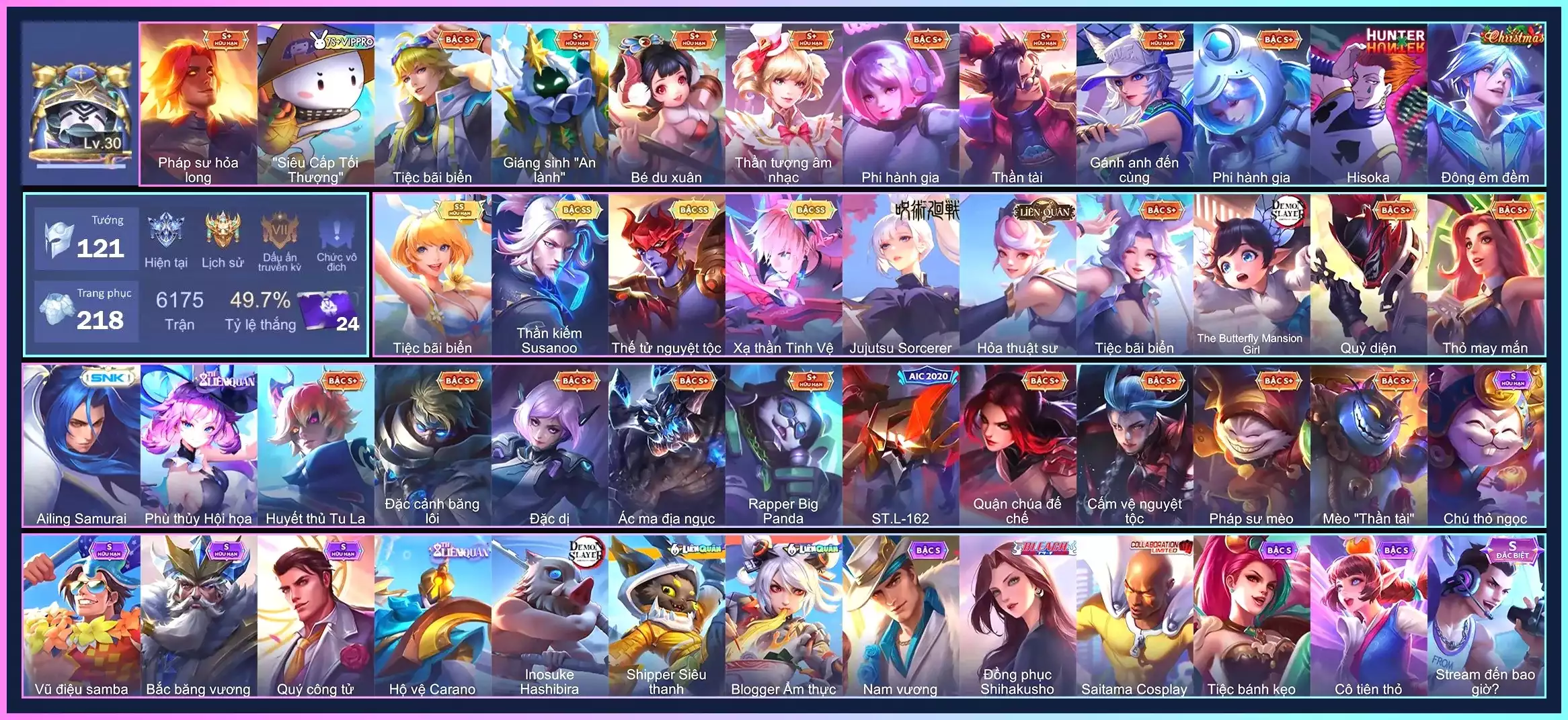 Yorn Thế Tử Nguyệt Tộc, Violet Tiệc bãi biển, Richter Kiếm thần Susanoo, Laville Xạ Thần Tinh Vệ…