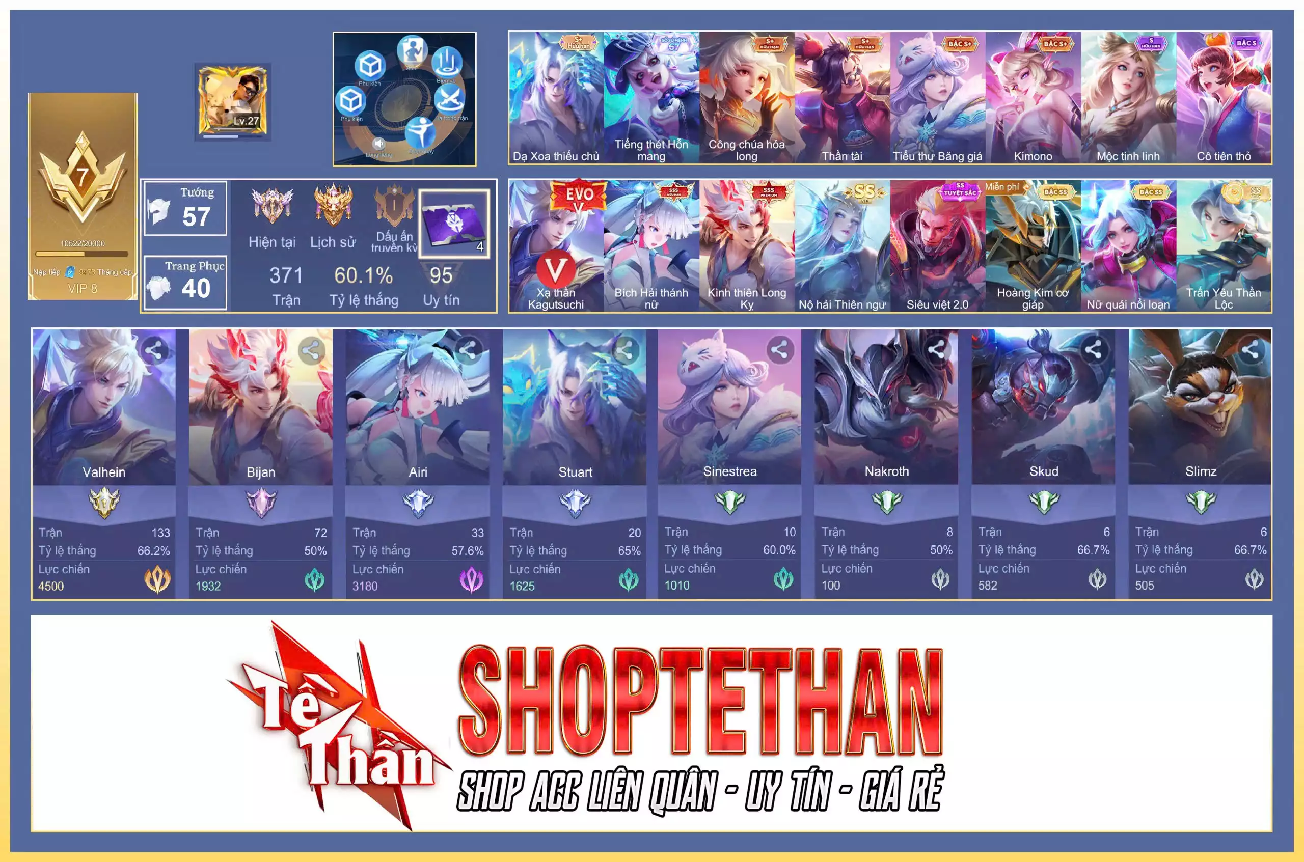 Val EVO 5, Bijan Kình thiên Long Kỵ, Airi Bích hải thánh nữ... CHỈ CÀI SDT